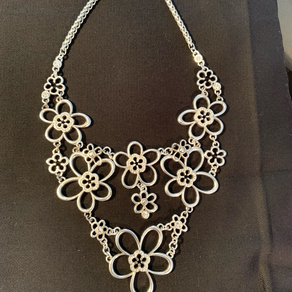 Brighton Silver/Crystal Bib Necklace